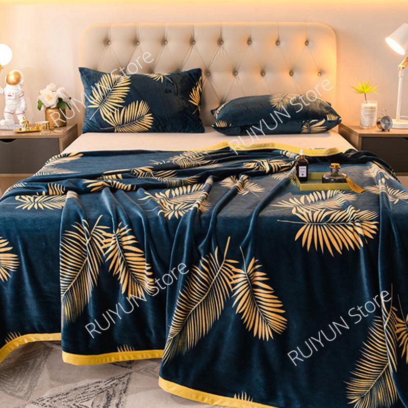 Newly Printed Winter Thicken Blanket Soft Coral Fleece Blanket Car Travel Blanket Bedspread Office Lunch Air-Condition Blanket
