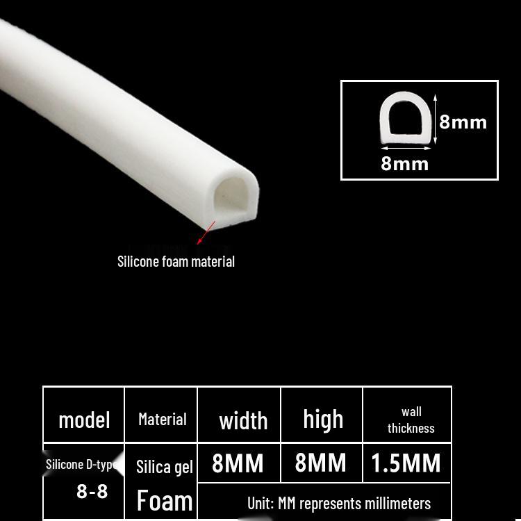 D-Shaped Silicone Sealing Strip: High-Temperature, Water-Retaining, Self-Adhesive, Anti-Collision, Shock-Absorbing for Doors & Windows