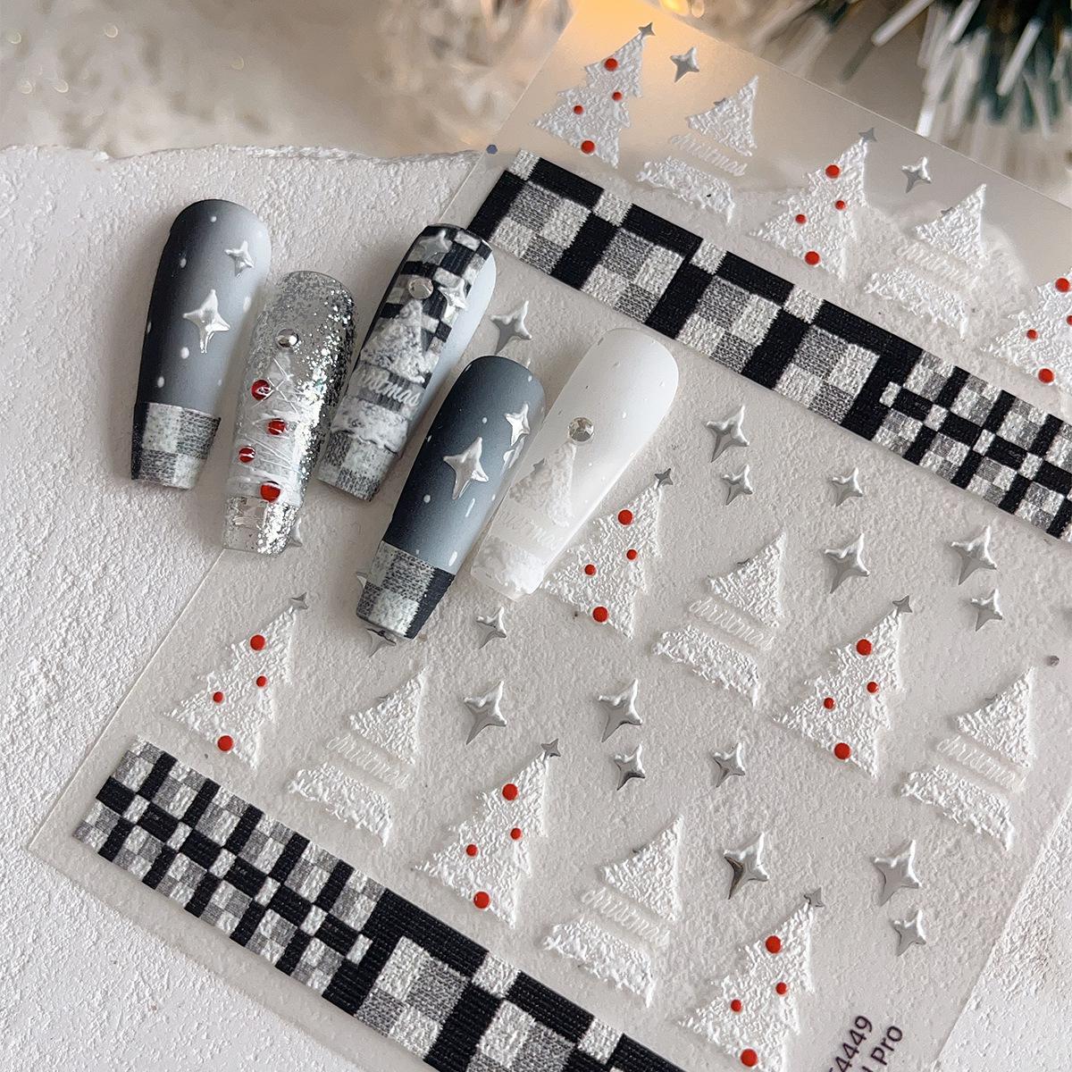 

YITU Light Color Christmas Tree & Four-Pointed Star Nail Stickers YT4449