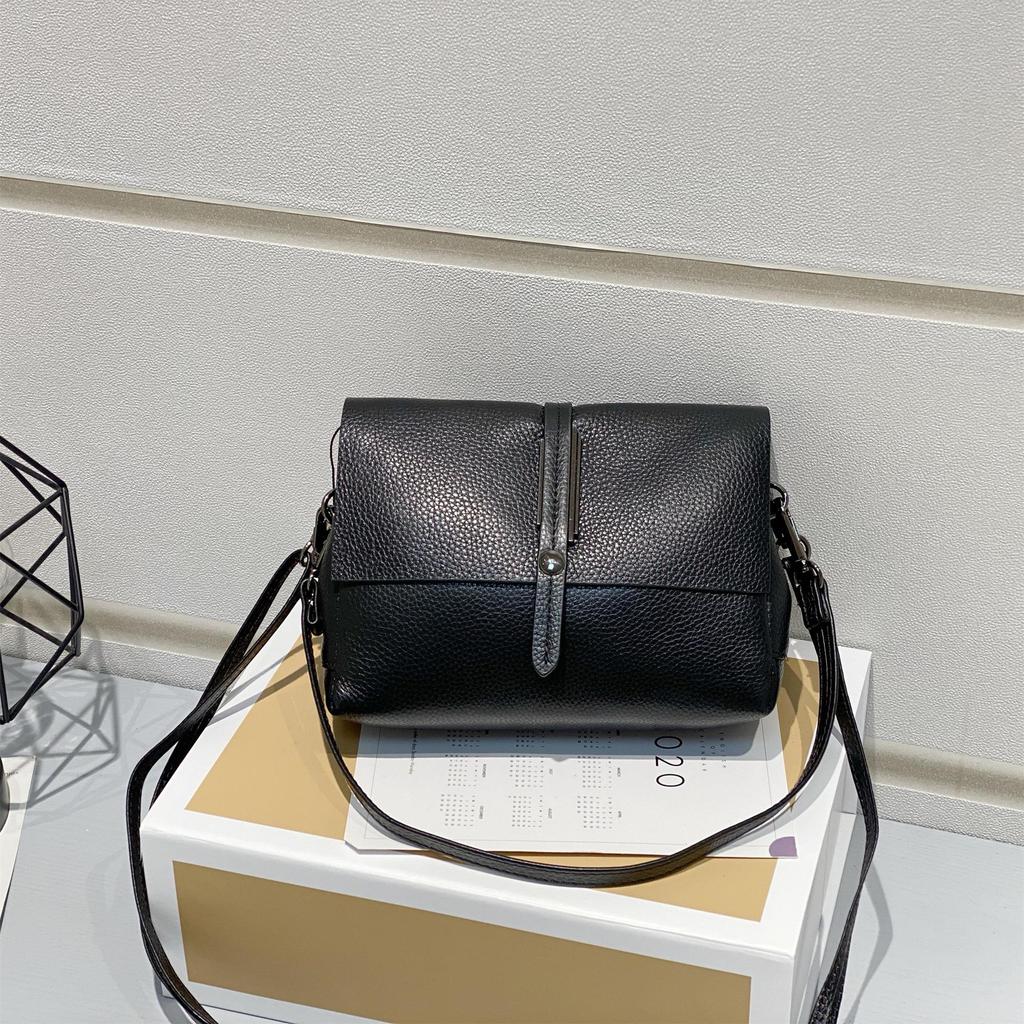 Sac à Bandoulière en Cuir Véritable Style Coréen pour Femme - Sac Décontracté en Cuir de Vache Grande Capacité