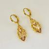 New High-end Light Luxury French Style Golden Zircon Leaf Feminine Earrings