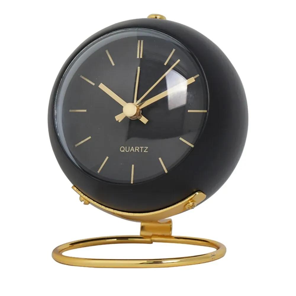 Metal Alarm Clock Silent Non Ticking Movement with Glow In the Dark Simple Style for Kids Students Bedroom Living Room Battery Operated Analog Clock
