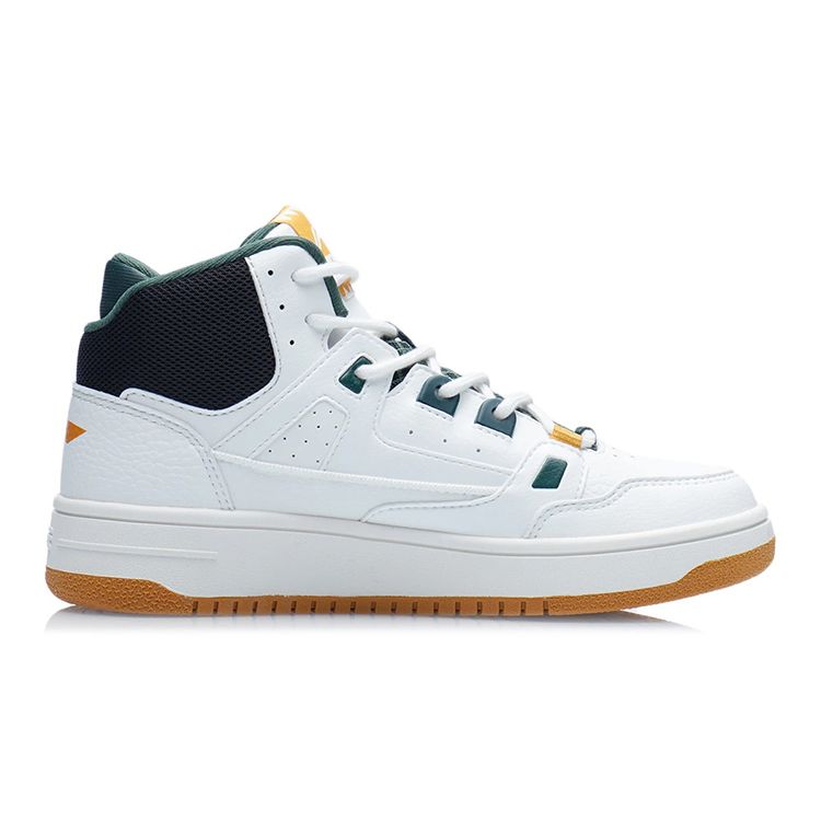 Li Ning Youth  Childrens Trendy Versatile Shock Absorbing Lightweight Casual Shoes Kids Casual Shoes White Green YKCR228-1