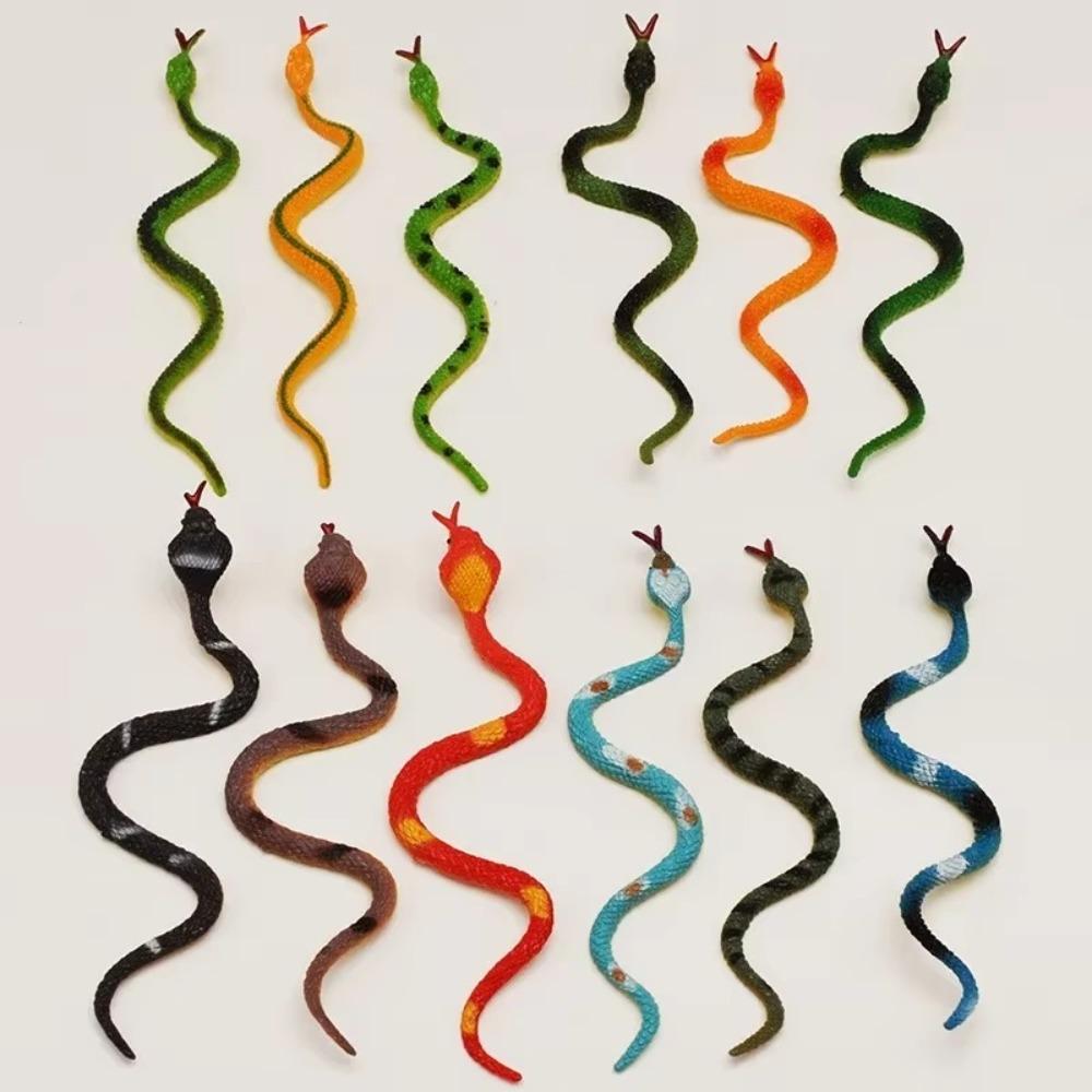 12 Pcs/Set Plastic Simulation Snake Lifelike Simulation Animal Model  Kids Gifts,Toys Games