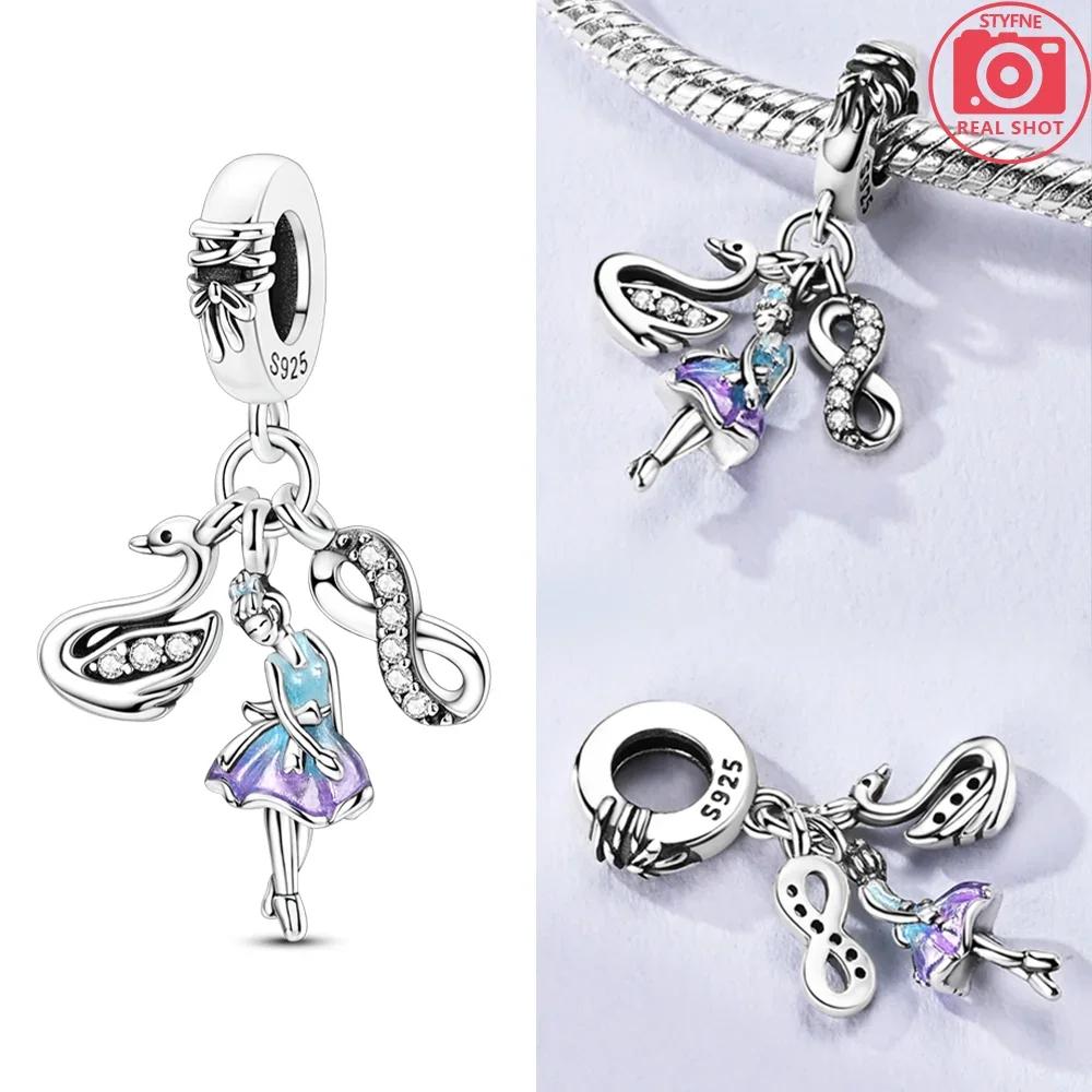 Original Butterfly Red Crab Crayfish Heart Blue Zircon Charm Beads Fit Braceletcopper Women Diy Fine Gift Jewelry Necklace