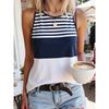Summer Simple Striped 3D Print Tank Tops Women Fashion Streetwear Oversized O-Neck Vest Off Shoulder Sleeveless Woman Camisole