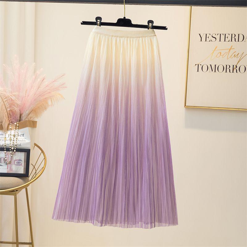 

Реверсивная плиссированная миди-юбка А-силуэта из градиентной сетки для женщин - Коллекция весна/лето 2023 2XL (126-145 jin) фиолетовый