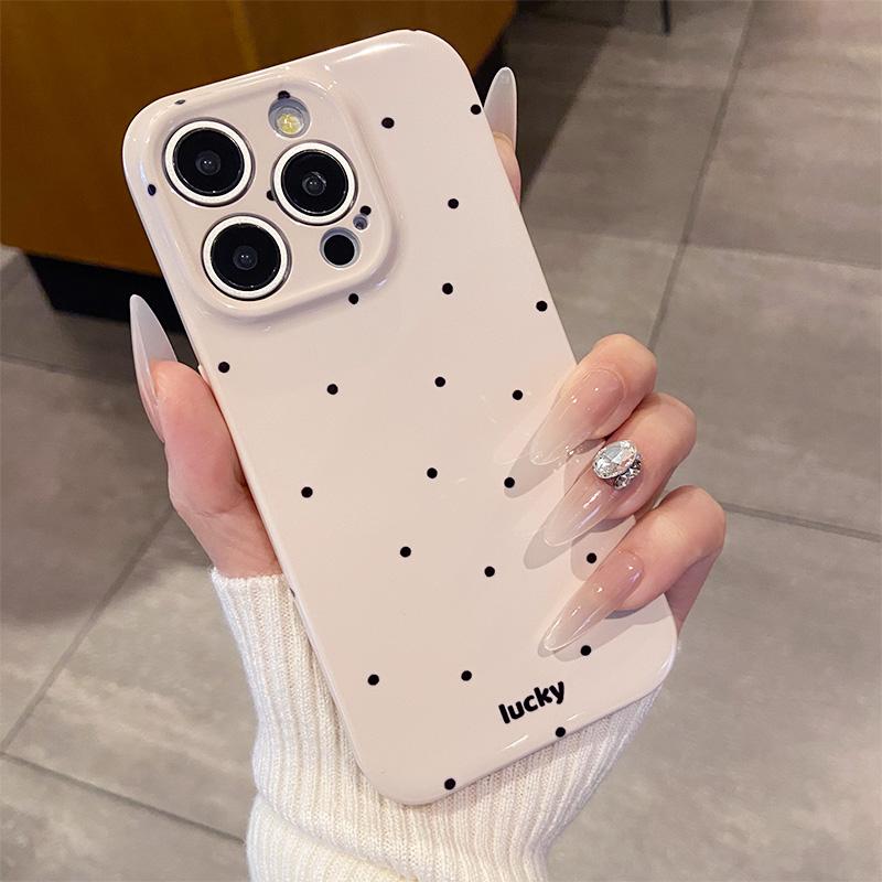 Luxuriöse Süße Wellenpunkt Muster Handyhülle für IPhone 17 16 15 14 13 12 Pro Max 17air Glänzend Stoßfeste Handyhülle Mädchen Geschenk