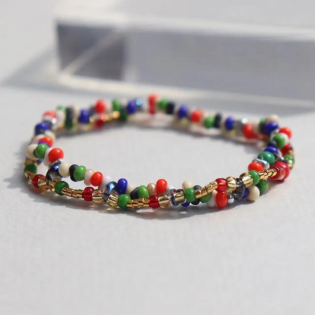 Double ethnic color beads Bracelet