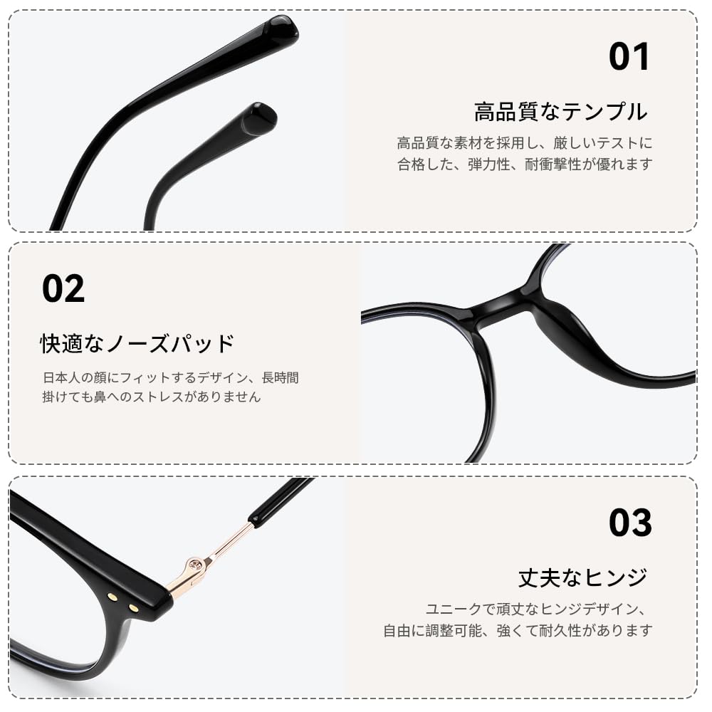 Stylish Eyeglasses for Women and Blue Light Round UV PC Black Gold B1692 [FEISEDY] Men, Blocking, Shape, Protection, Lightweight, Glasses,