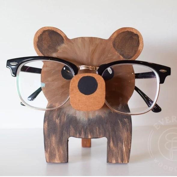 Wooden Animal Glasses Holder Display Stand for Office or Living Room Decor