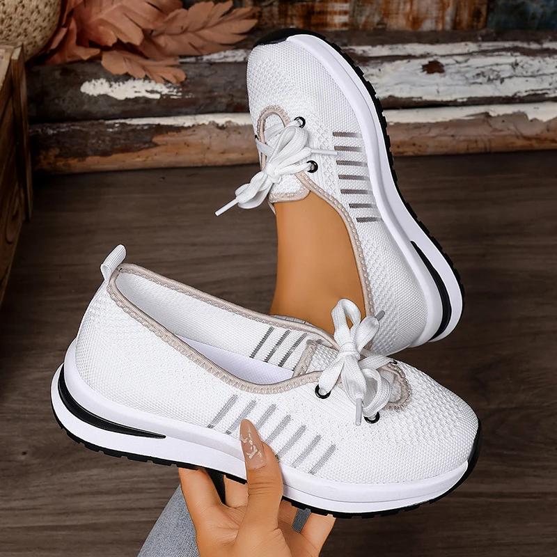 

Fashion Women S Comfort Breathable Sneakers Plus Size Soft Thick Sole Non Slip Mesh Shoes Woman Summer Platform Lace Up Casual Shoes 43 белый