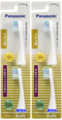 Panasonic Ersatzbürsten Dolts Ion Type 2er-Set, weiße, tragbare, desinfizierende Feuchttücher [Set 2], Multi-Fit (6 Versorgung) EW0909-W +