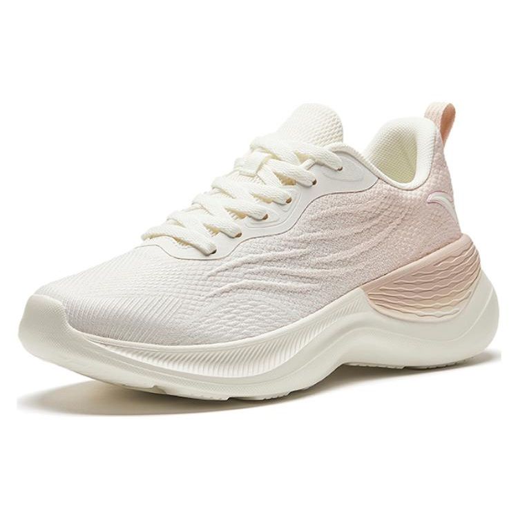 Anta Round Toe Lace-Up Shock Absorbing Low-Top Training Shoes Women sneakers Pink White Gray 122417790-5