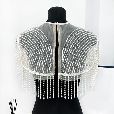 Beadwork Design Collar Detachable Neckpiece Tassels Shoulder Wrap Stylish Layering Accessory For Blouses Formal Dress