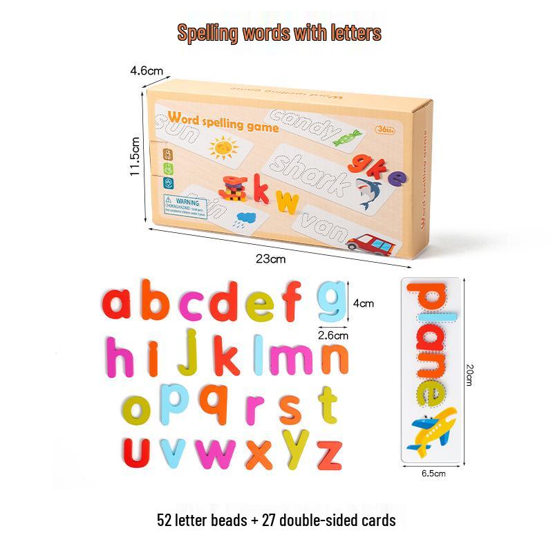 Cross-border Fun Wooden Word Battle Game: 26 Alphabet Matching Blocks Educational Toy