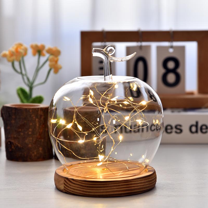 Christmas Eve Apple Preserved Flower Glass Dome Figurine with Clay Craft