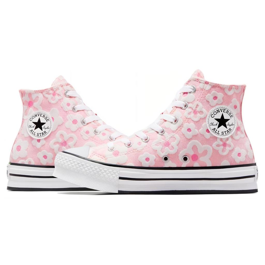 Converse Chuck Taylor All Star Lift Platform High GS Floral Embroidery - Donut Glaze Kids Sneakers Pink Oops-Pink White A06324C