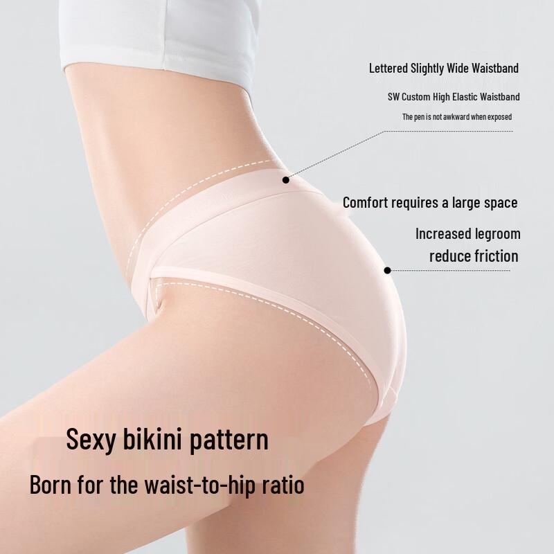 SecretWorld Women's High-Cut Low-Rise Antibacterial Cotton Briefs