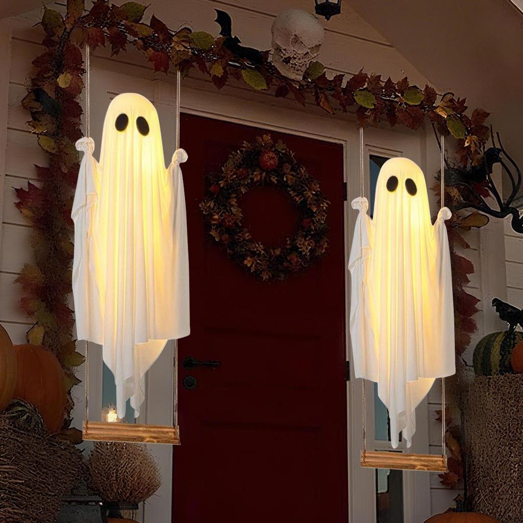 152x43cm Halloween Ghost Decorations Scary Ghost with Decorative Lights Halloween Props Hangable Yard Garden Home Decorations