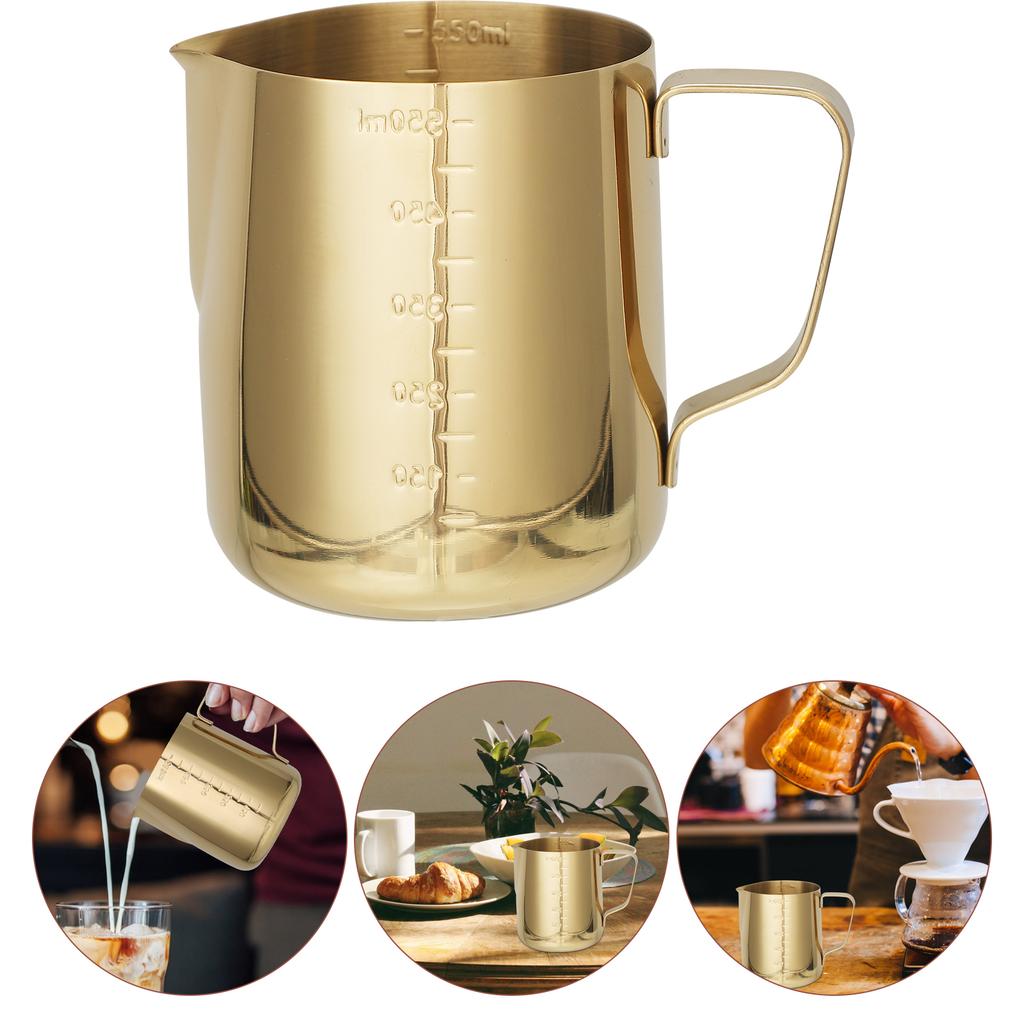 1Pc Golden Thickened Stainless Steel Measured Milk Frothing Pitcher Latte Art Cup Coffee Steaming Mug Frother Steamer Cappuccino