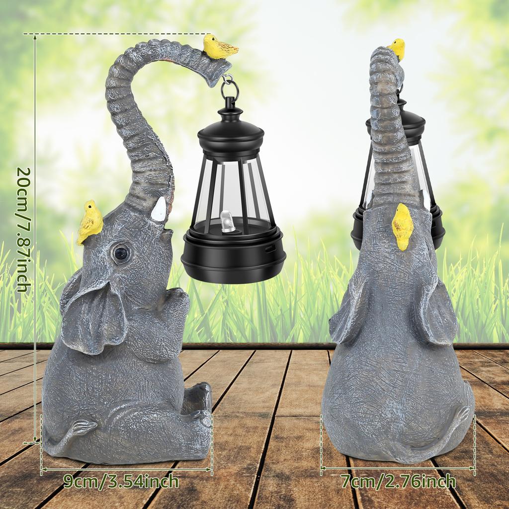Elephant Statue with Light Resin Waterproof Garden Statue Lights Solar Powered Elephant Decorative Statue Light for Home Outdoor