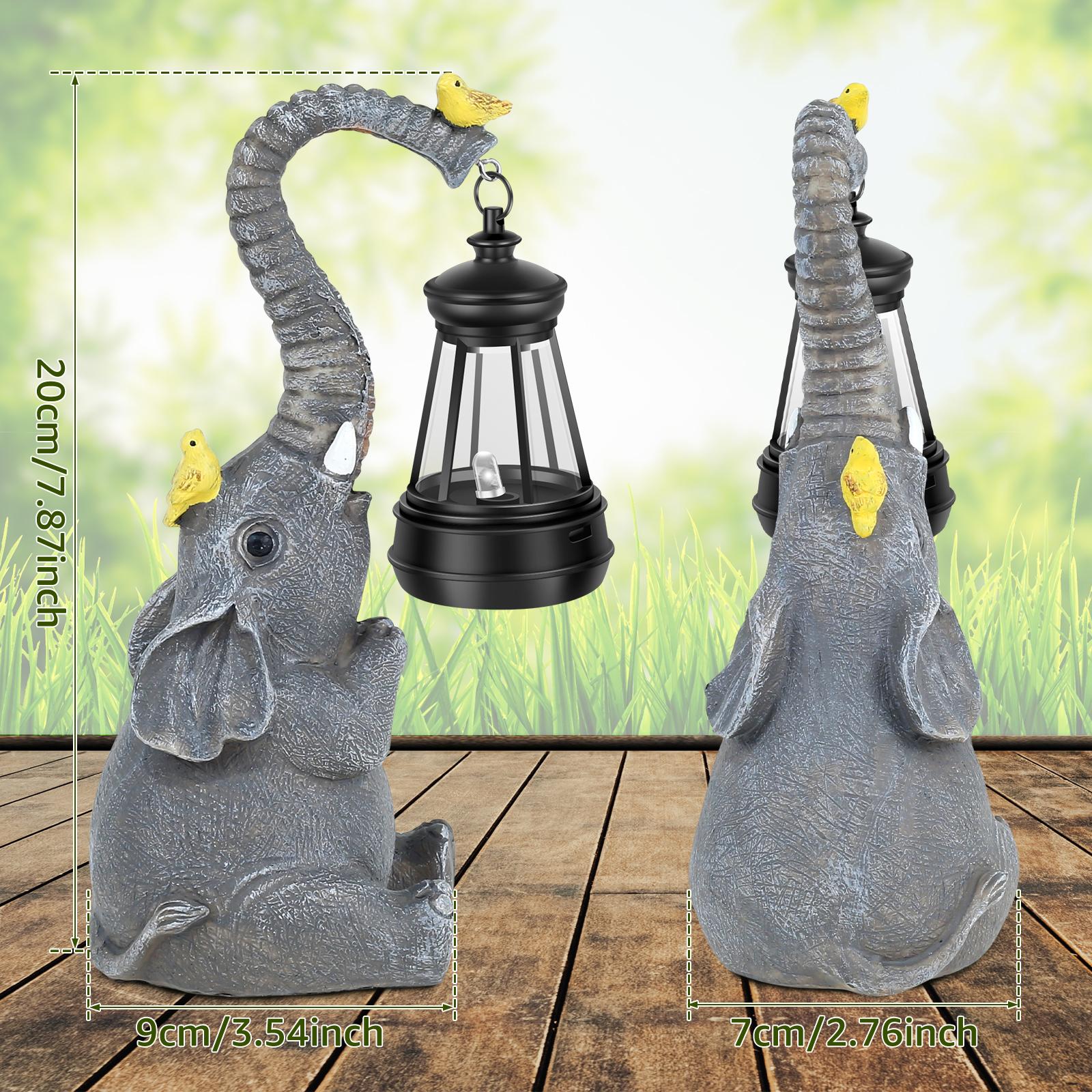 

Elephant Statue with Light Resin Waterproof Garden Statue Lights Solar Powered Elephant Decorative Statue Light for Home Outdoor 1Pc