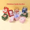 Cute Christmas Tin Gift Box Iron With Handle Metal Candy Box Exquisite Santa Claus Tinplate Candy Box