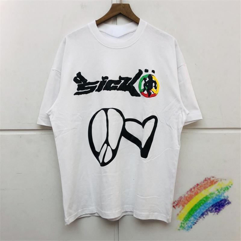 

2023SS Puff Print Sicko T-shirt Unisex Women Best Quality T-shirt Black White Summer Style Tops Tee 100% Cotton Streetwear T shirt