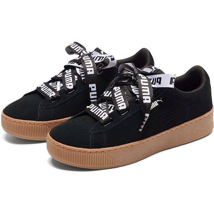 PUMA Vikky Platform Ribbon Sneakers Black Brown Unisex 365314-01