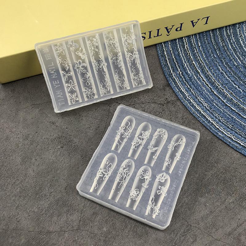 Silicone Nail Mold Flower French Style Nail Decorations Nails Diy Design Stereoscopic Stamping Plate Nail Tools Art Supplies