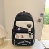 Women Contrast Color Large Capacity Schoolbag Letter Print Backpack for Middle School Students