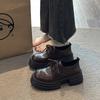 Plateau-Loafer Damen Frühjahr 2025 neu Britischer Stil Schnürschuhe kleine Lederschuhe schwarz Muffin Einzelschuhe ein Pedal
