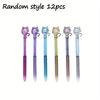 12pcs/Lot Cute Cat Diamond Ballpoint Pen Creative Cat Tail Ball Pens Kawaii Kitten Blue Ink Writing Pen School Office Stationery
