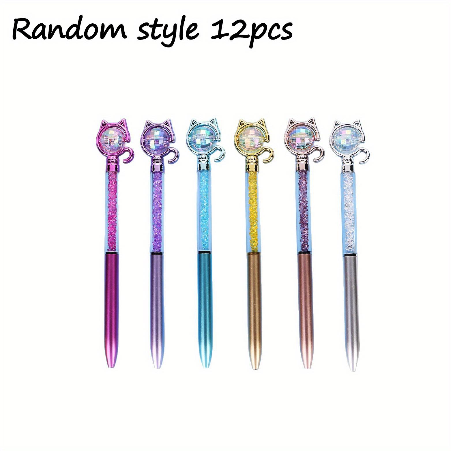 

12pcs/Lot Cute Cat Diamond Ballpoint Pen Creative Cat Tail Ball Pens Kawaii Kitten Blue Ink Writing Pen School Office Stationery Random style