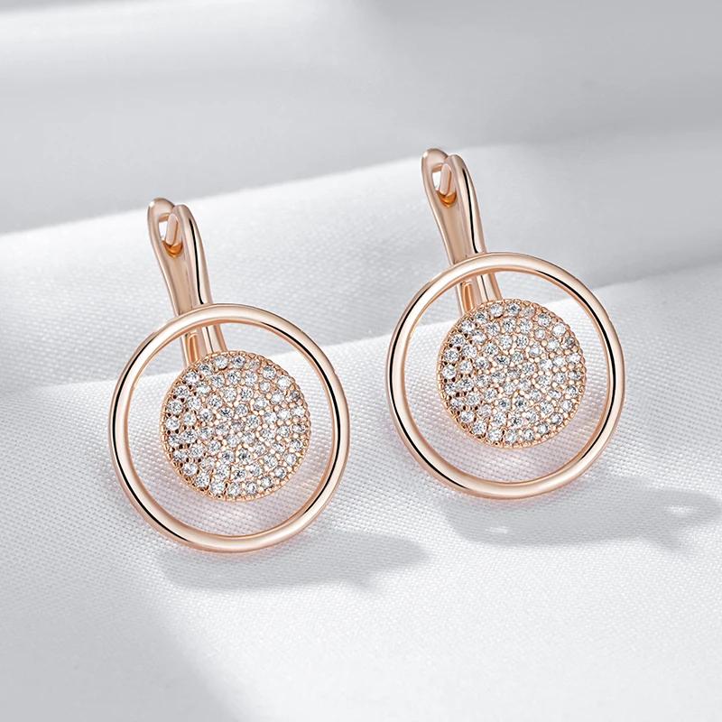 Orecchini pendenti di lusso con cerchio completo in zircone, moda donna, orecchini color oro, anelli abbinati, set di bigiotteria alla moda