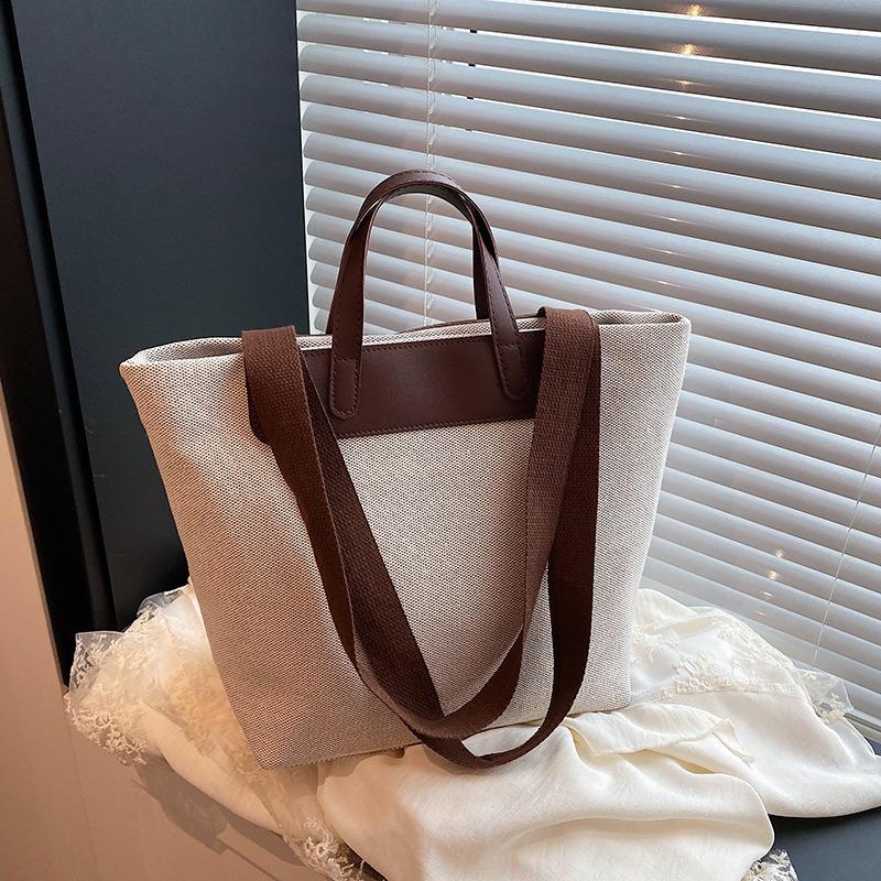 Summer New Shoulder Armpit Bag Large Capacity Retro Contrasting Color Design Literary Commuter Tote Bag Handbag