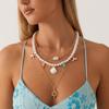 3Pcs/Set Bohemian Starfish Sun Fishtail Pearl Necklace For Women Summer Beach Layered Jewelry Gift