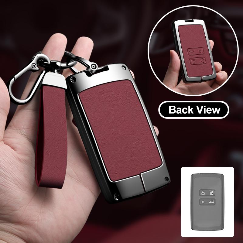 Zinc Alloy Leather Car Key Cover Fits Renault Sandero Koleos Captur Kadjar Megane Clio 5 Austral Logan Arkana Koleos Key Shell