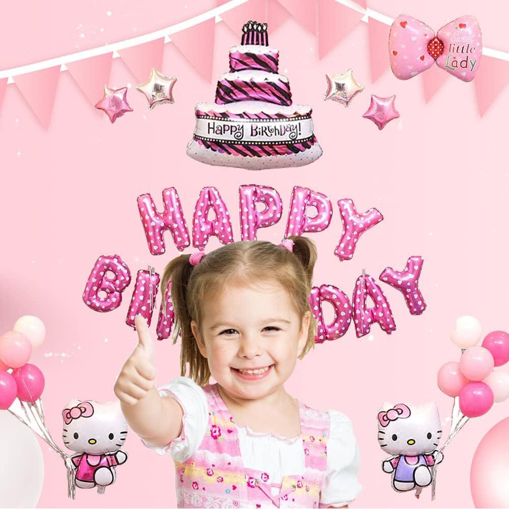 Hello Kitty Party Decoration Balloons Include Happy Birthday Banner and Balloon