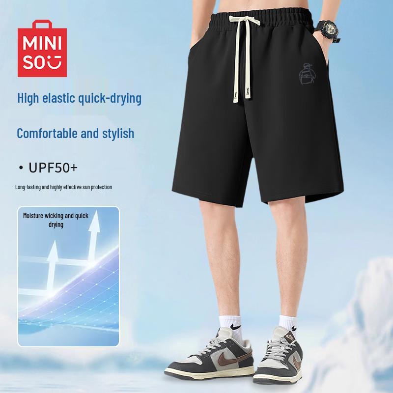 MINISO Men s Quick-Dry Sports & Casual Shorts L чёрный