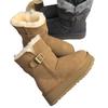 Scarpe con plateau integrate in pelle di pecora e pelliccia stivali da neve da donna stivali alti da cavaliere a tubo medio scarpe da donna alla moda e comode cotone s