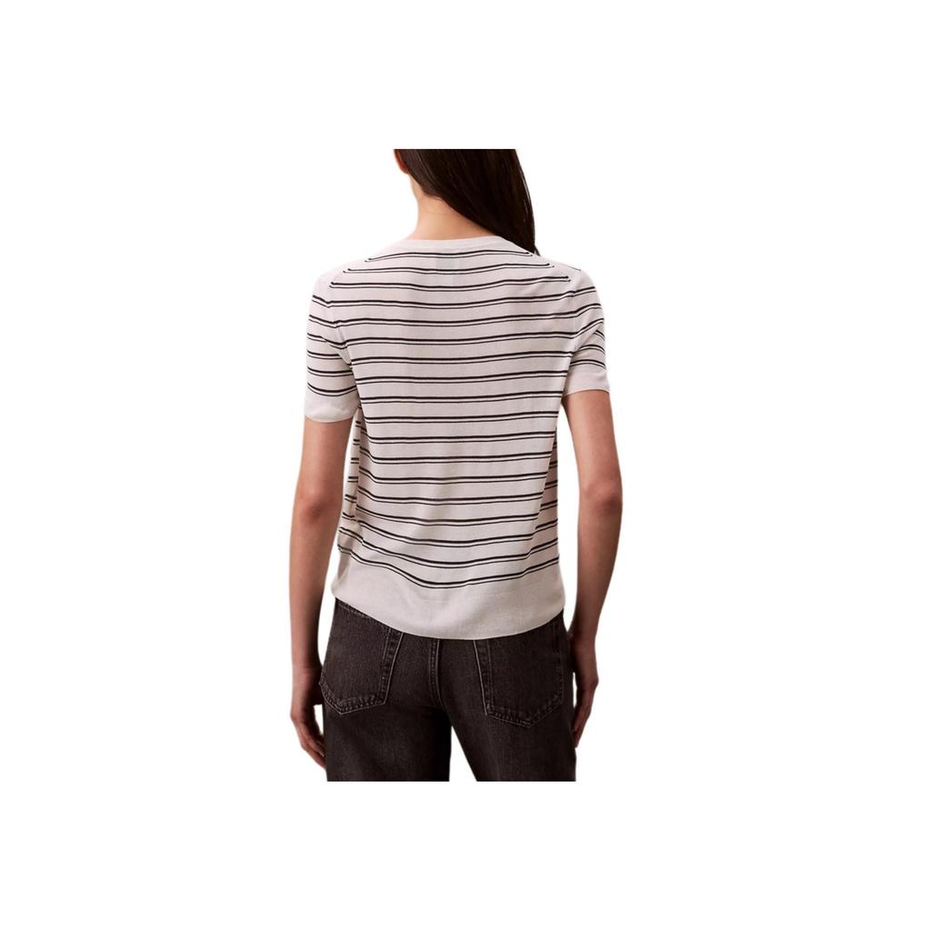 Calvin Klein Casual Comfortable Striped Short Sleeve Sweater Women Sweater 44C344G-YAS