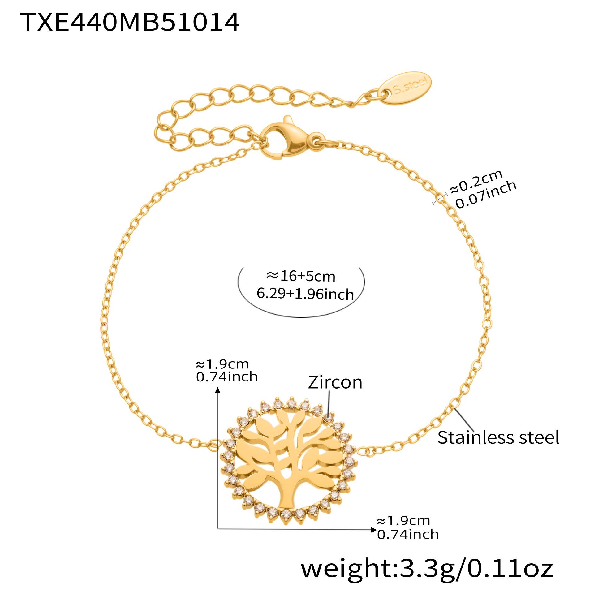 18K Gold Plated Tree of Life Zirconia Pendant Necklace & Bracelet Set