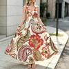 Vacation Style Sleeveless Maxi Dress Lightweight Floral Print Flowy Dress,Versatile for Casual Daily Wear