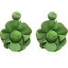 Rattan Earrings Summer Boho Handwoven Big Fabric Chiffon Rattan Flower Drop Earrings Statement Tropical Beach Vacation Jewelry