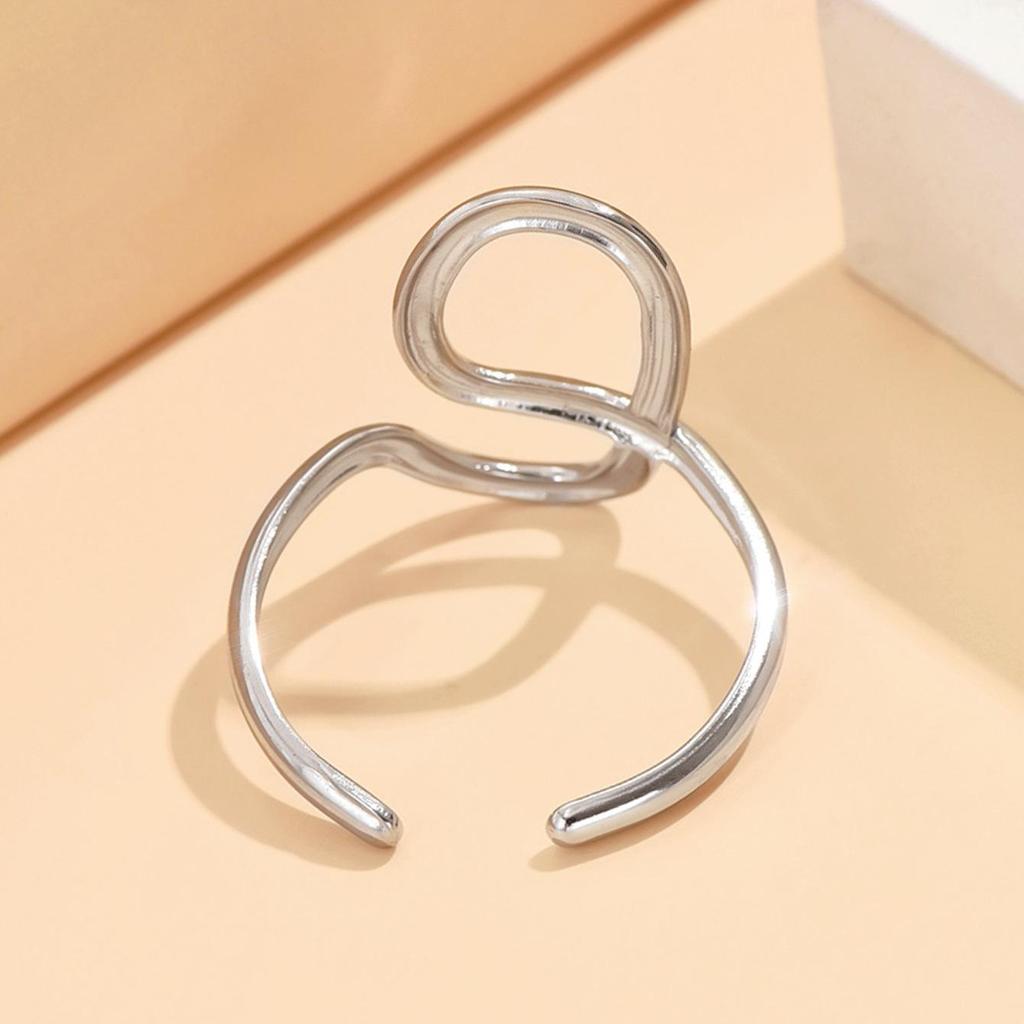 Trendy Adjustable Irregular Cross Design Stainless Steel Ring for Women