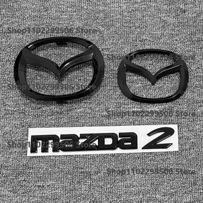 Emblema de Maletero Delantero de Coche de Plástico para 2 Mazda2 Insignia Negra Brillante Calcomanía de Reemplazo de Carrocería 3D Decoración de Reacondicionamiento de Cola Trasera