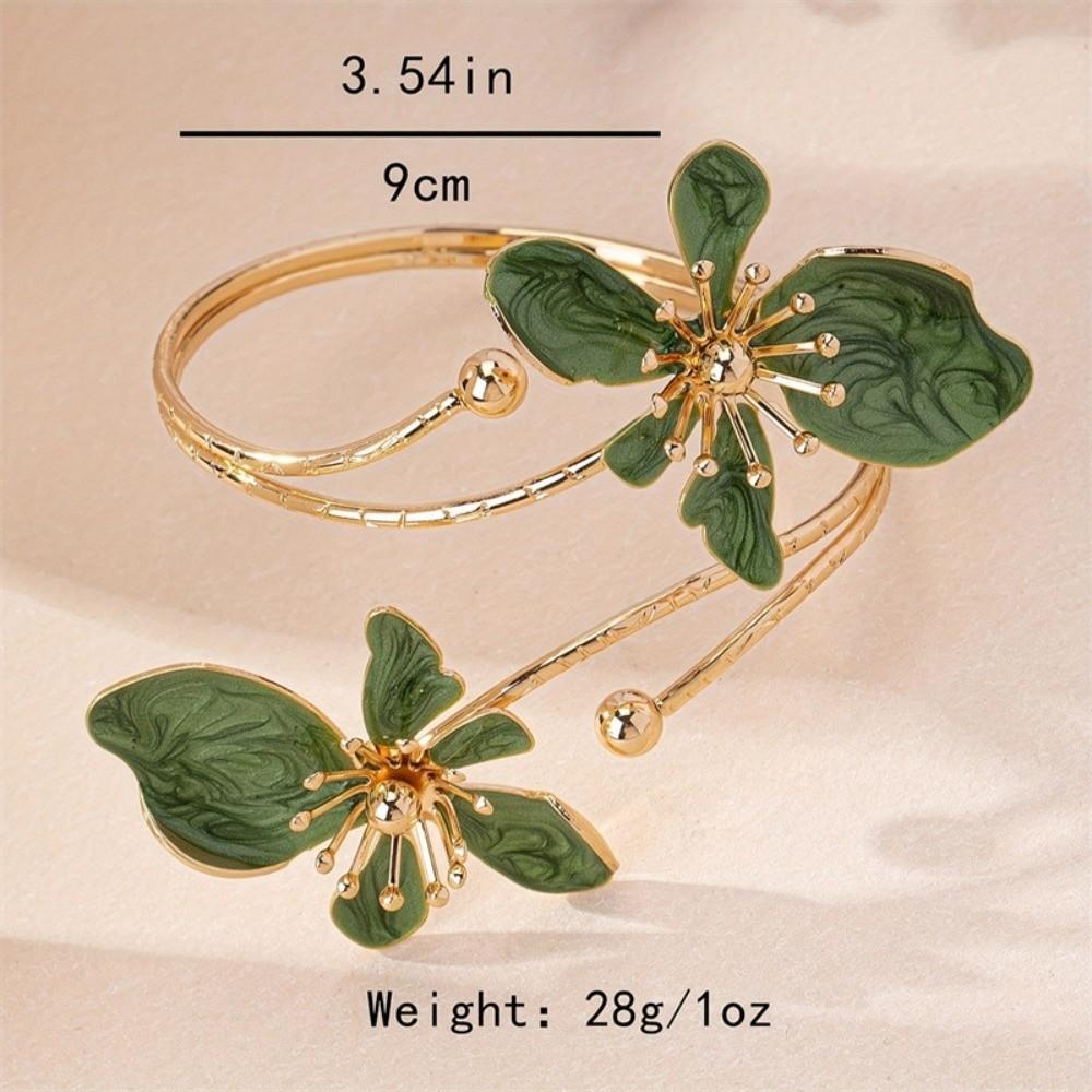 Enamel Glaze Flower Bracelet Floral Armband Elegant Open Arm Bangle  Girls