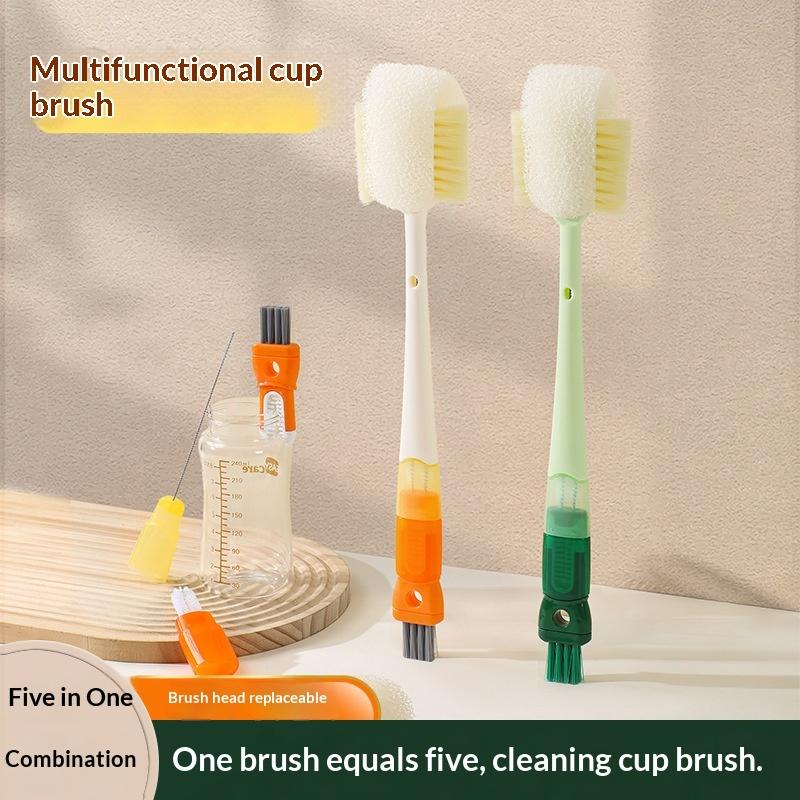 5-In-1 Cup Washing Tool For Household Use Multifunctional Cup Brush Water Cup Thermos Cup Brush Milk Bottle Cleaning Sponge Brus